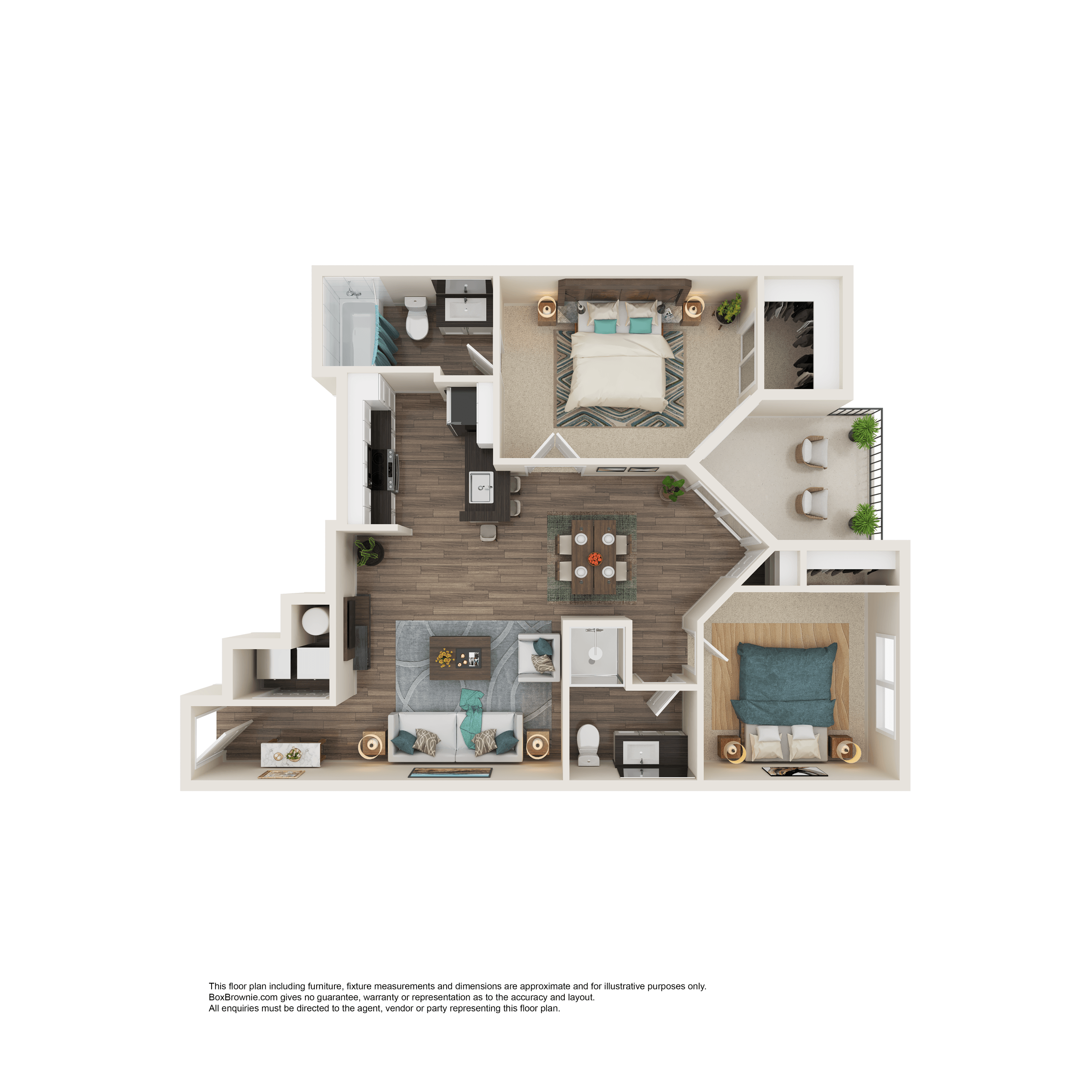 Floor plan for 2 beds, 2 baths, 920 sqft